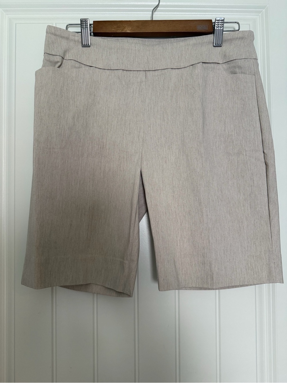 Hilary Radley Beige Pull-On Dress Bermuda Shorts
